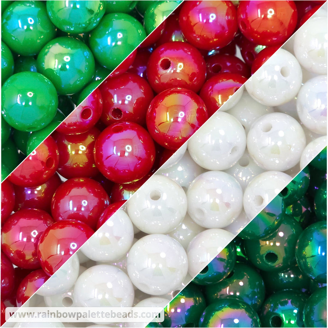 16mm AB Christmas Solid Acrylic Bead Mix (40 beads) - Beads