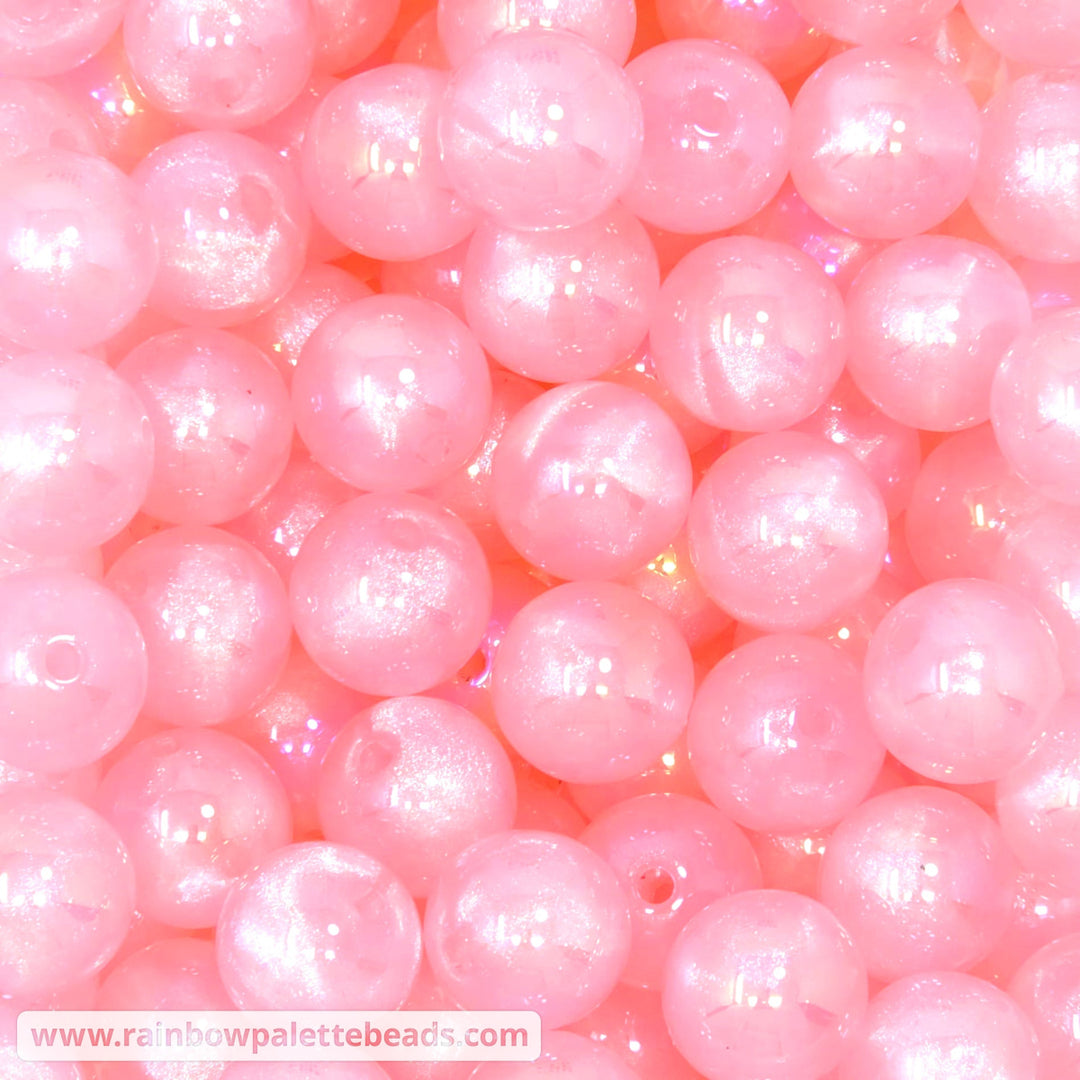 16mm AB Coral Pink Aurora Glitter Shimmer Acrylic Beads - Beads