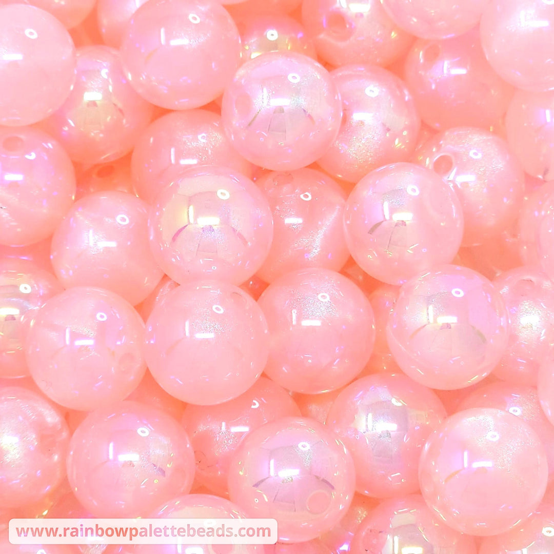16mm Coral Pink Aurora Glitter Shimmer Acrylic Beads Beads