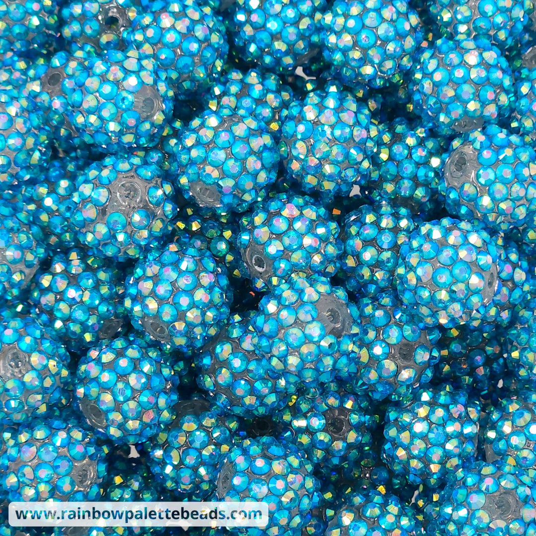 16mm AB Cyan Clear Acrylic Rhinestone Beads Beads