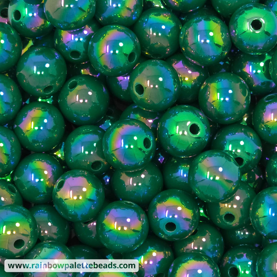16mm AB Deep Sacramento Green Solid Acrylic Beads - Beads