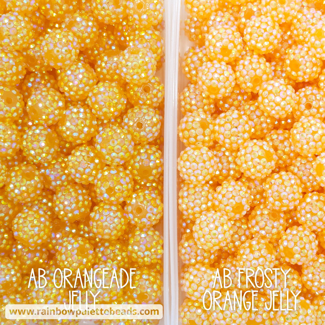 16mm AB Frosty Orange Jelly Acrylic Rhinestone Beads Beads