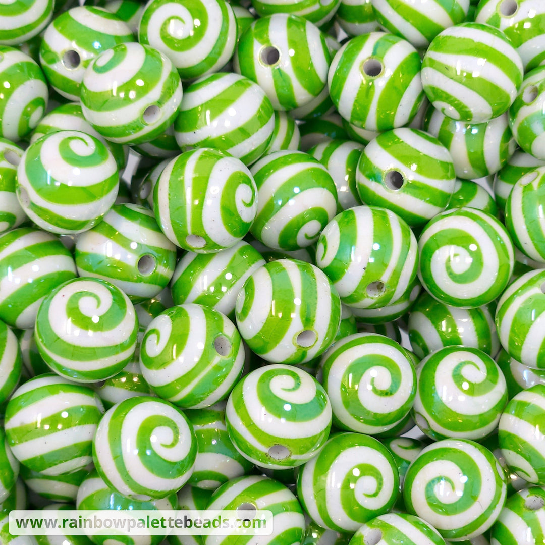 16mm AB Green Spiral Acrylic Beads Beads