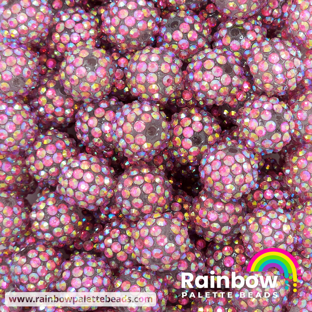 16mm AB Hot Pink Clear Acrylic Rhinestone Beads Beads