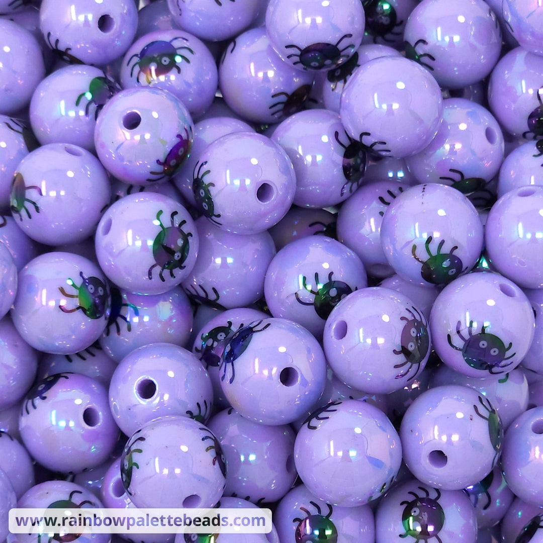 16mm AB Lavender Purple Spider Print Acrylic Beads Beads