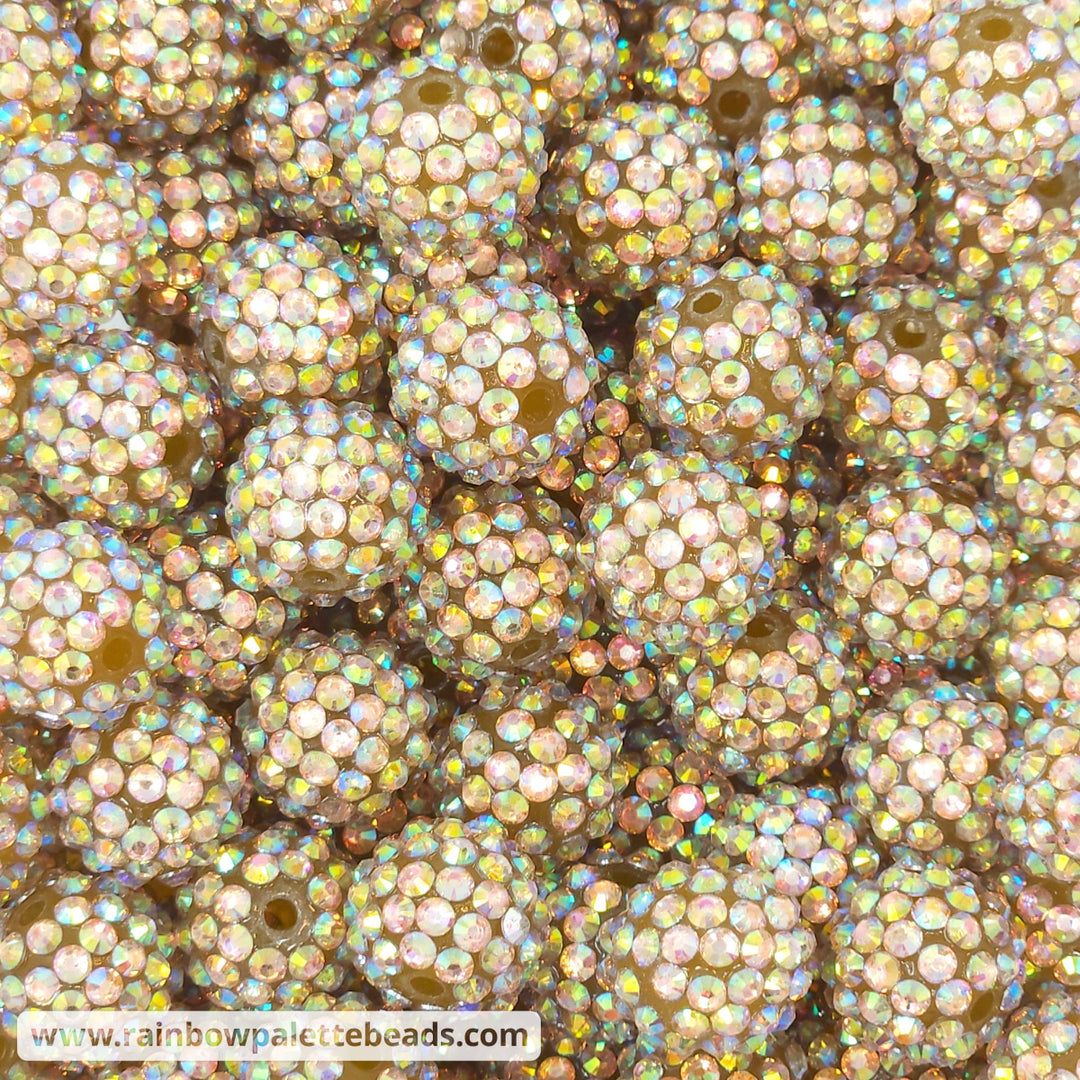 16mm AB Light Gold Clear Acrylic Rhinestone Beads Beads