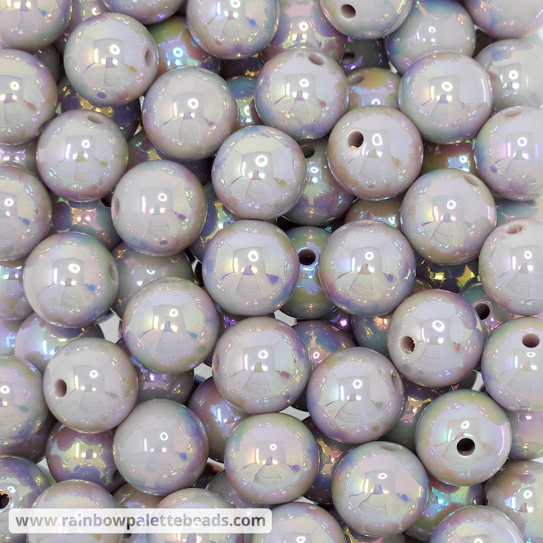 16mm AB Light Gray/Taupe Solid Acrylic Beads Beads