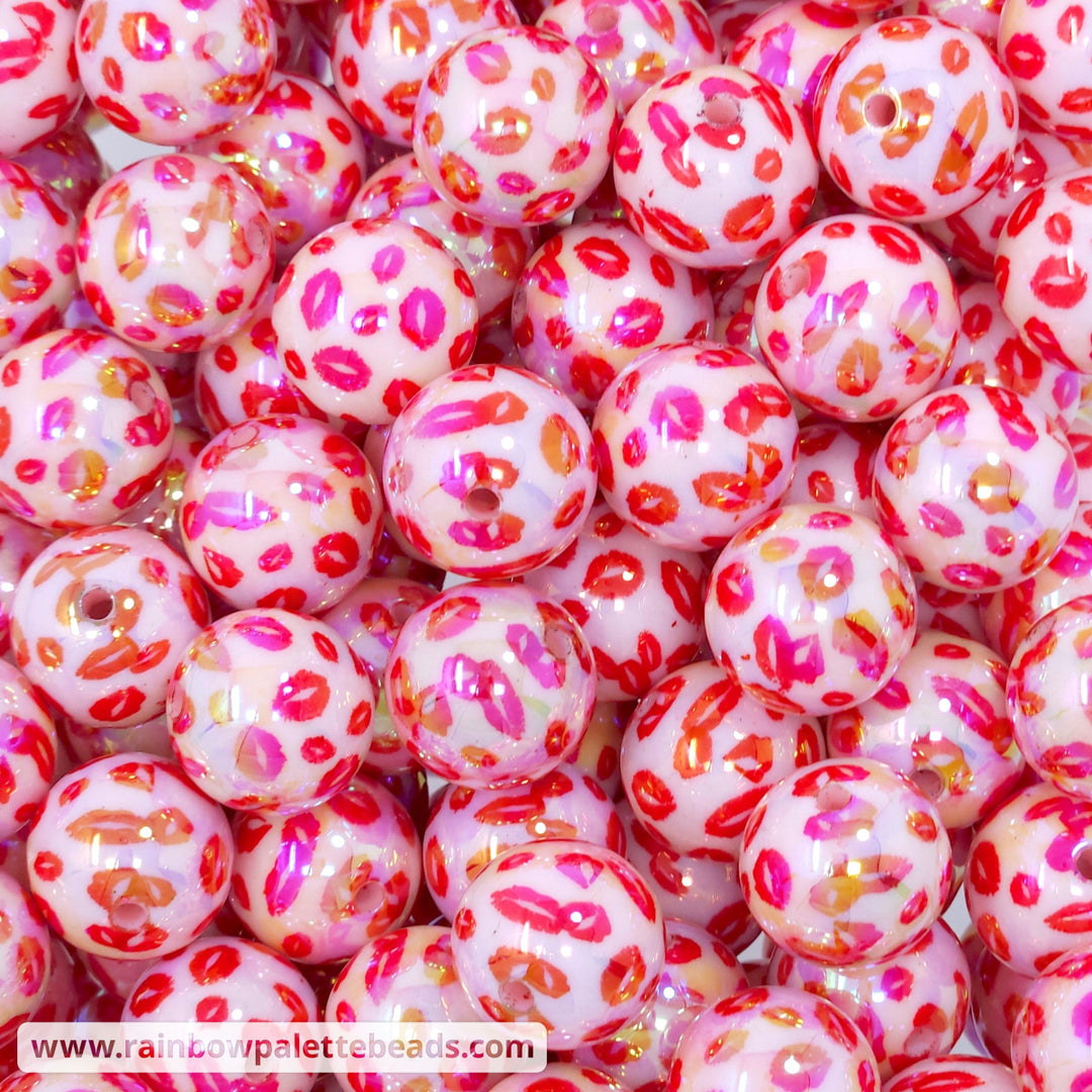 16mm AB Valentine’s Lips Acrylic Beads Light Pink Beads