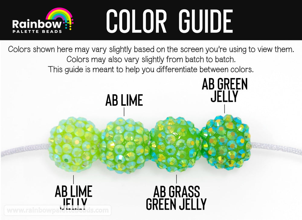 16mm AB Lime Acrylic Rhinestone Beads Beads