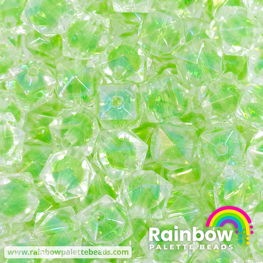 16mm AB Lime Bead-in-Bead Hexagonal Acrylic Beads Beads