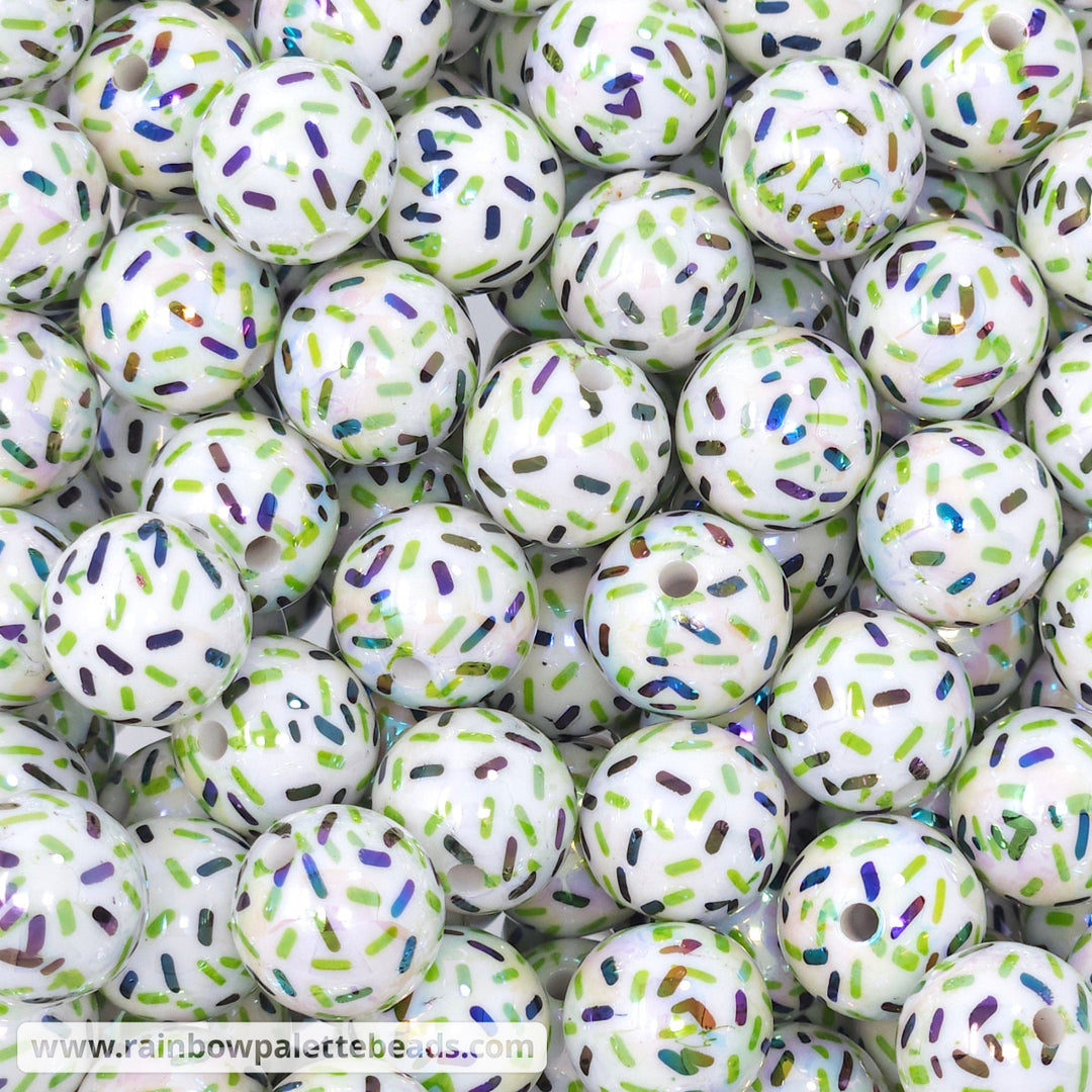 16mm AB Lime/Black Halloween Sprinkle Acrylic Beads Beads