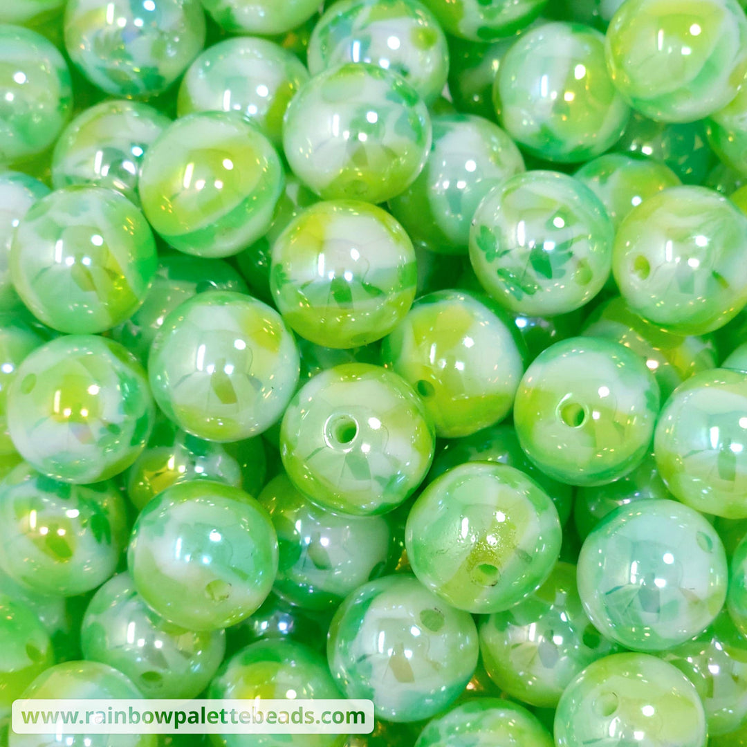16mm AB Limey Green Marbled Acrylic Beads Beads