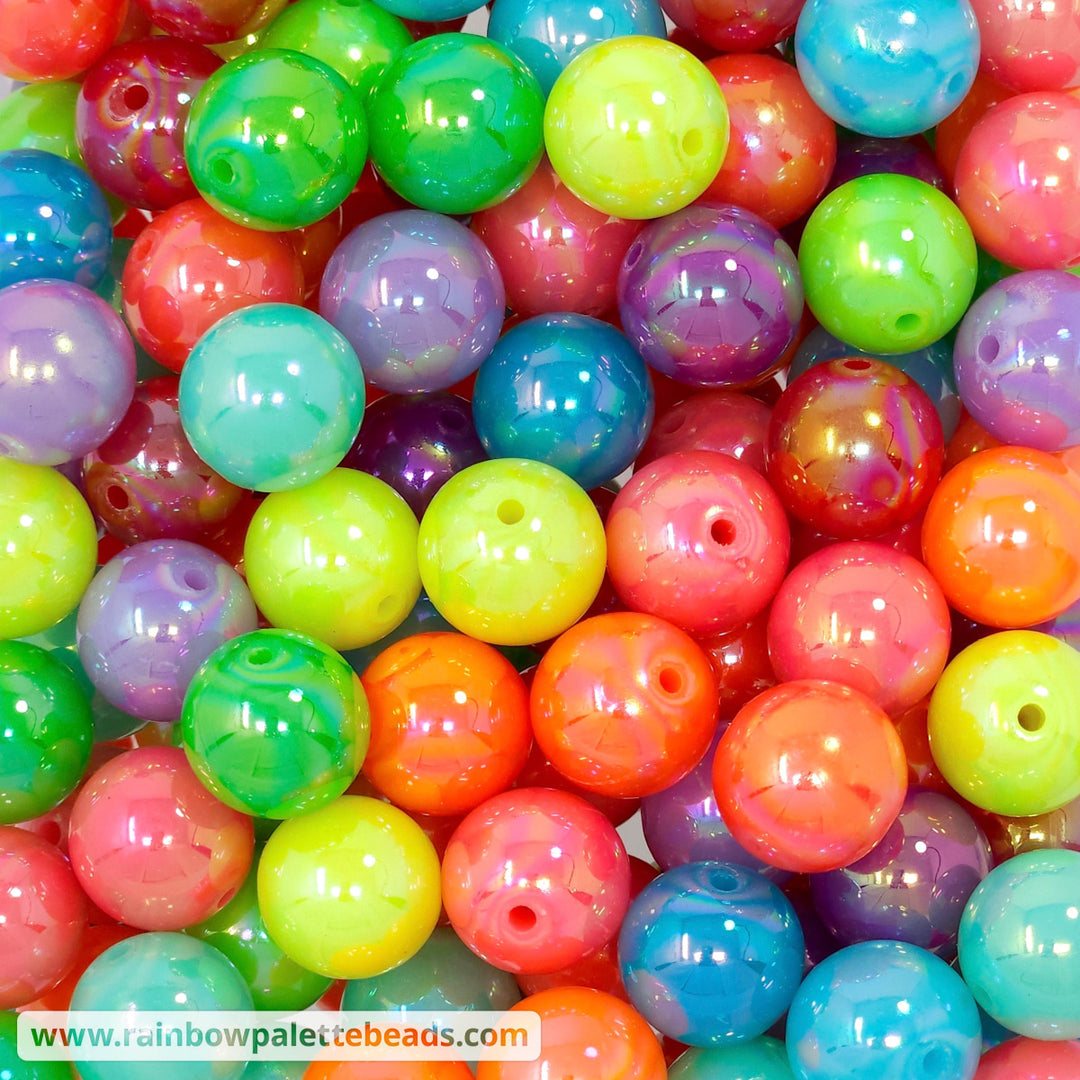16mm AB Neon Solid Acrylic Bead Mix (10 beads) Beads