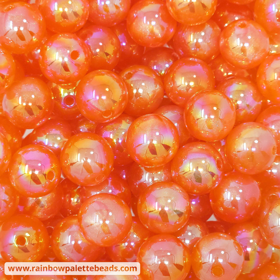 16mm AB Orange Aurora Glitter Shimmer Acrylic Beads Beads
