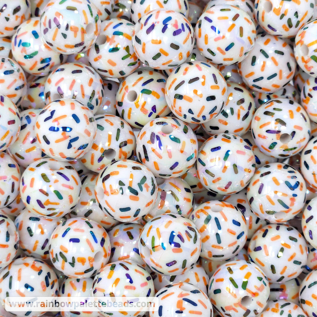 16mm AB Orange/Black Halloween Sprinkle Acrylic Beads Beads