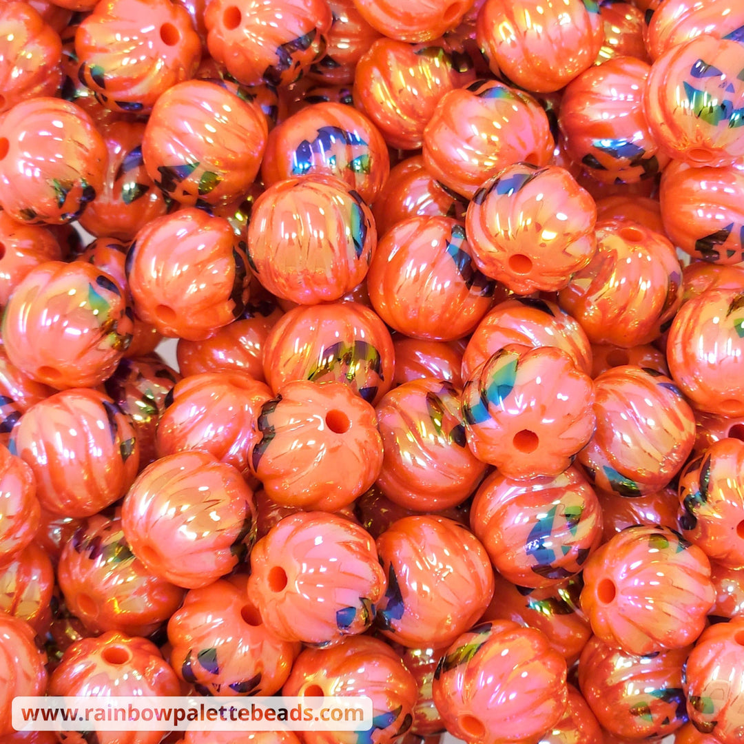 16mm AB Orange Pumpkin Print Acrylic Beads Beads