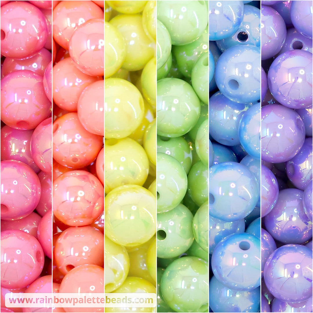 16mm AB Pastel Solids Acrylic Bead Mix (30 beads) Beads