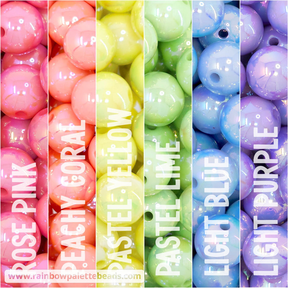 16mm AB Pastel Solids Acrylic Bead Mix (30 beads) Beads
