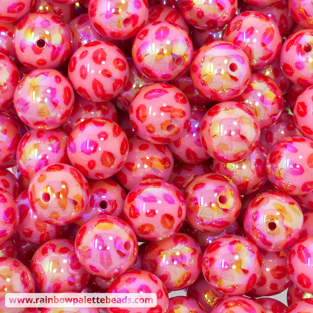 16mm AB Valentine’s Lips Acrylic Beads Pink Beads