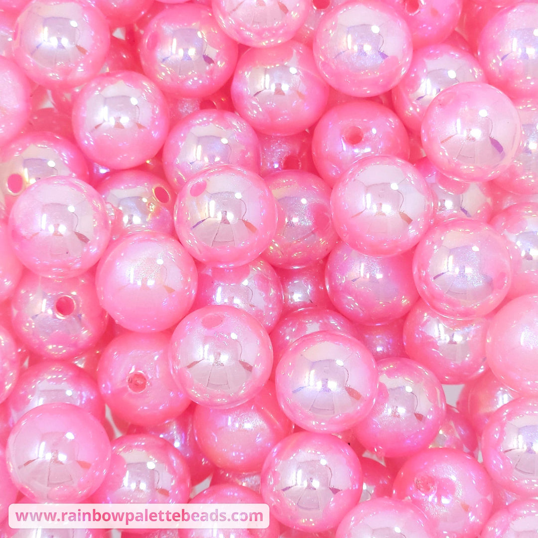 16mm UV/AB Pink Bubblegum Glitter Shimmer Acrylic Beads Beads