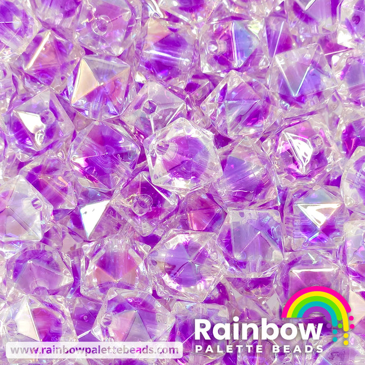 16mm AB Purple Bead-in-Bead Hexagonal Acrylic Beads Beads