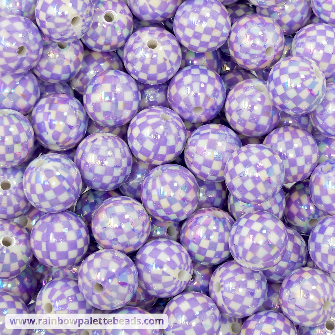 16mm AB Purple Checkerboard Acrylic Beads Beads
