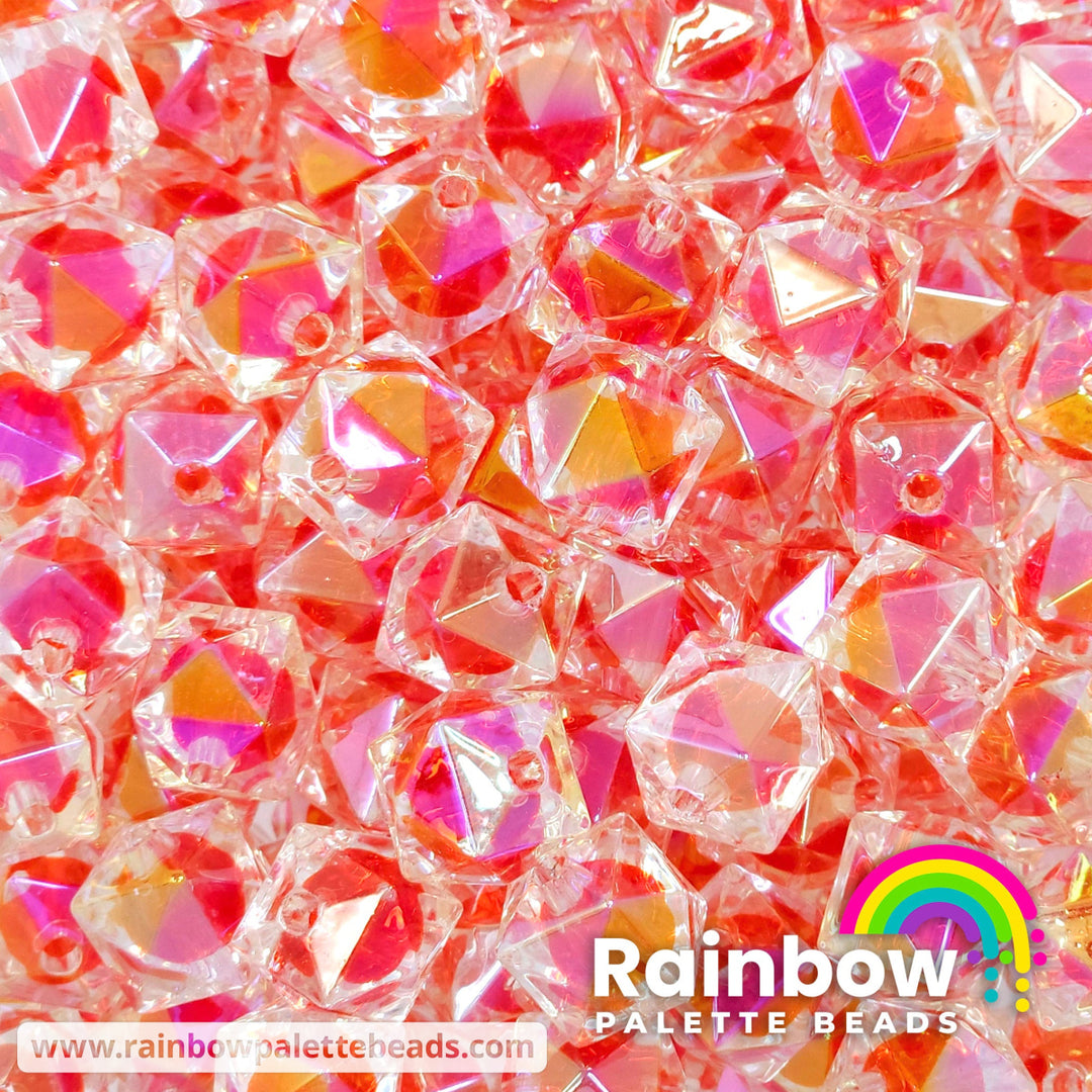 16mm AB Red Bead-in-Bead Hexagonal Acrylic Beads Beads