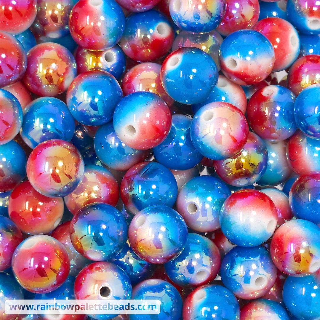 16mm AB Red-Blue Paint Blend Acrylic Beads Beads