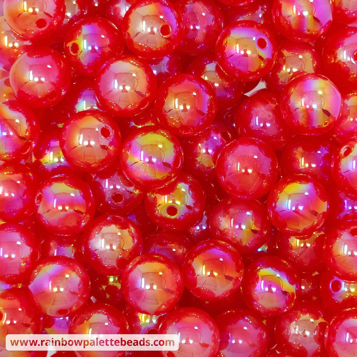 16mm AB Red/Orange Aurora Shimmer Glitter Acrylic Beads – Rainbow ...