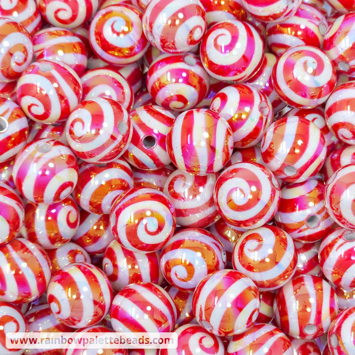 Ab Red 16mm AB Red Spiral Acrylic Beads - Rainbow Palette Beads