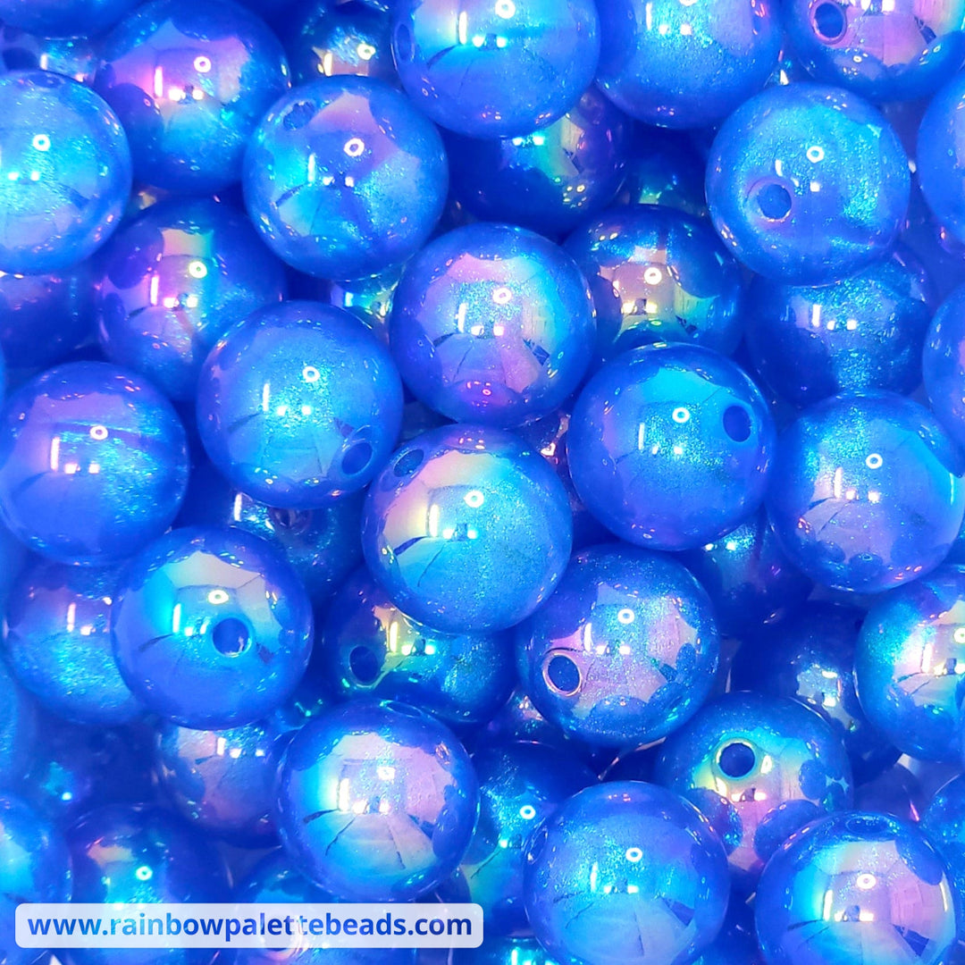 16mm Royal Blue Aurora Glitter Shimmer Acrylic Beads Beads