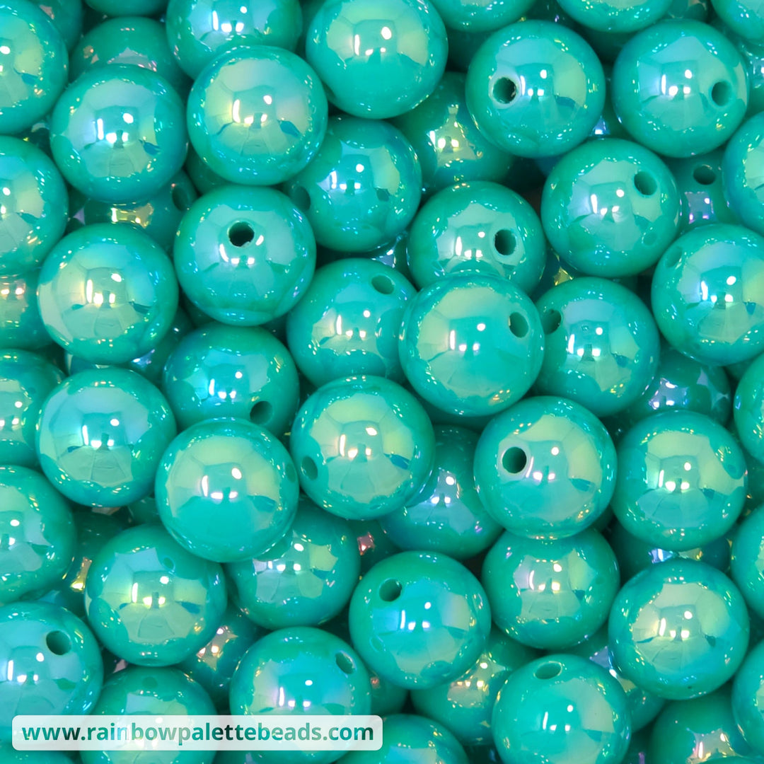 16mm AB Seagreen-Turquoise Solid Acrylic Beads - Beads