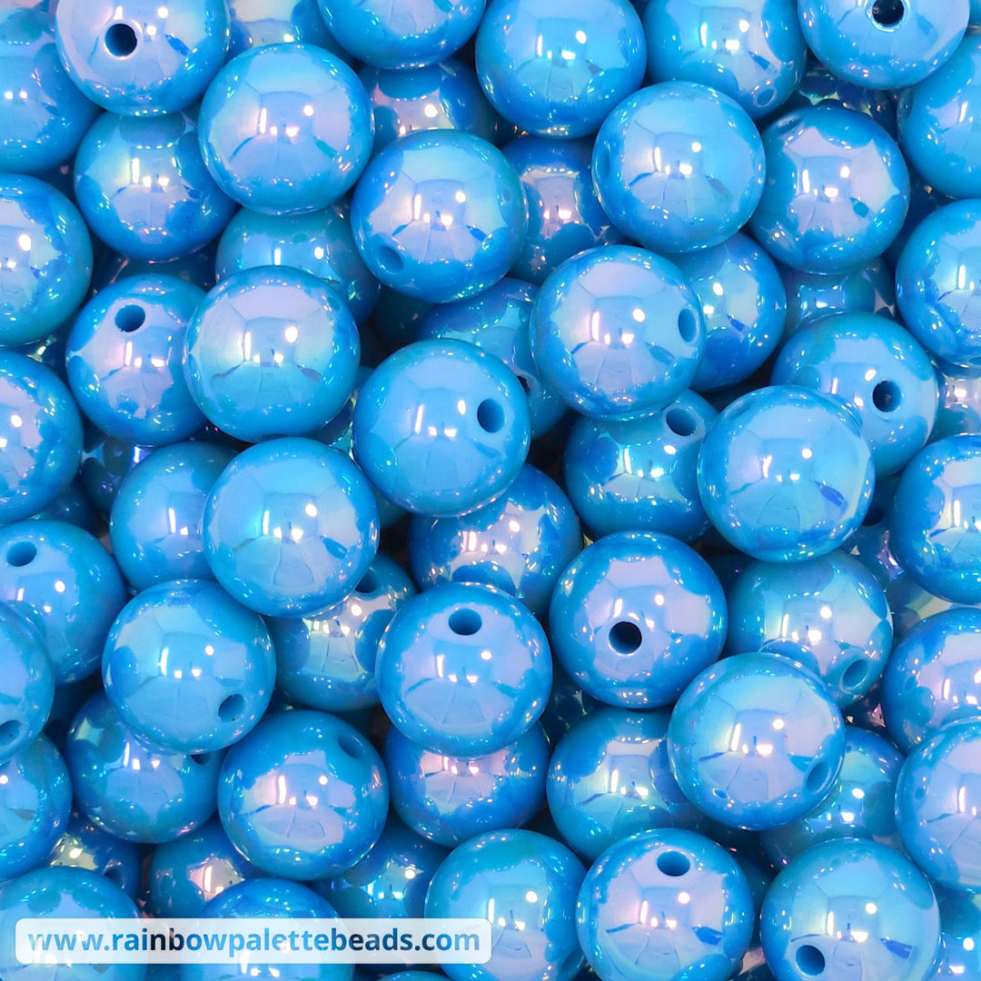 16mm AB Sky Solid Blue Acrylic Beads - Beads