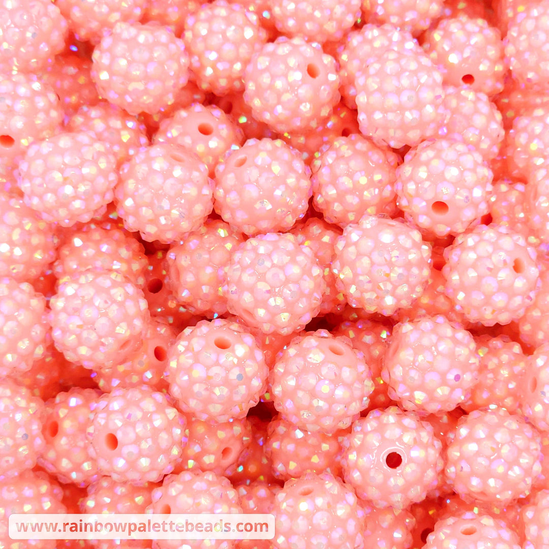 16mm AB Warm Peachy Acrylic Rhinestone Beads - Beads
