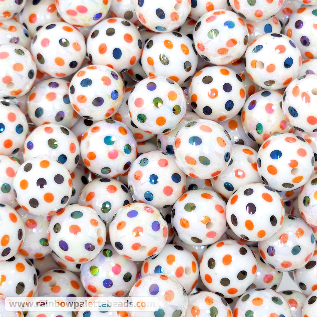 16mm AB White Halloween Dots Acrylic Beads Beads
