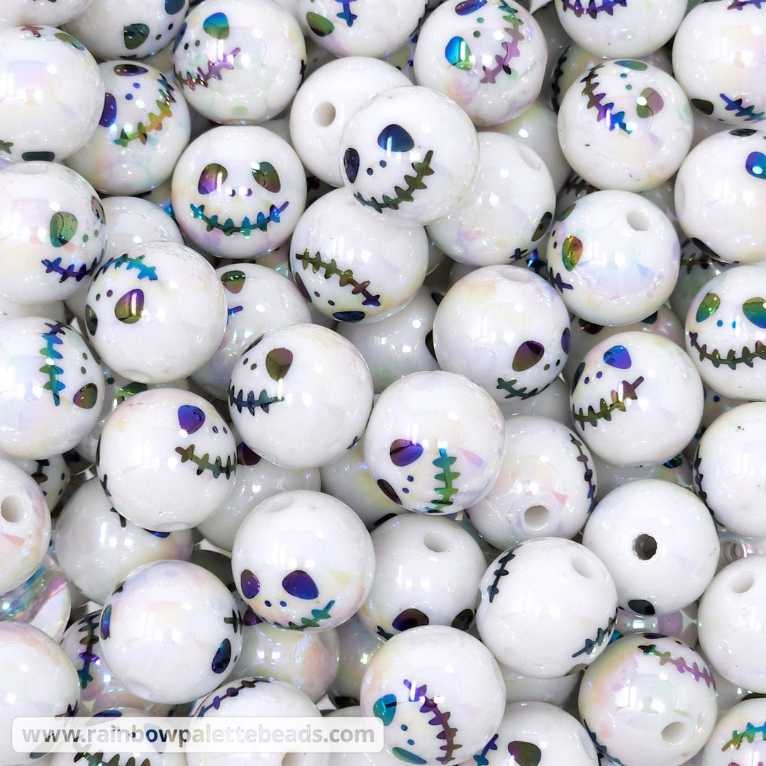 16mm AB White Skeleton Print Acrylic Beads Beads