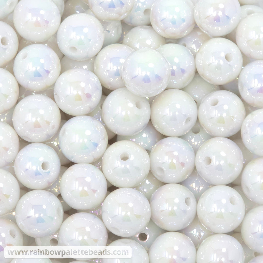 16mm AB White Solid Acrylic Beads - Beads