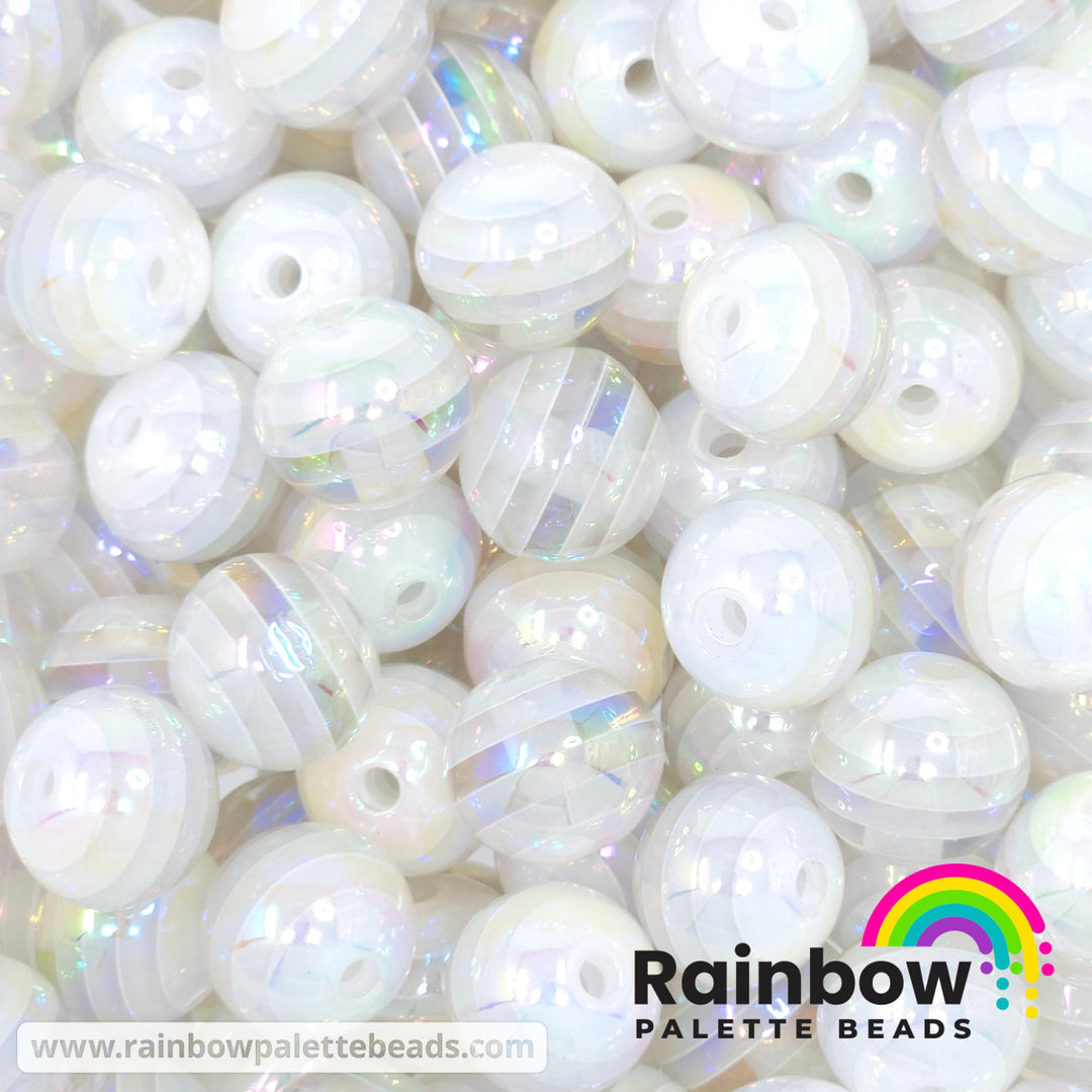 16mm AB White Stripe Acrylic Beads Beads