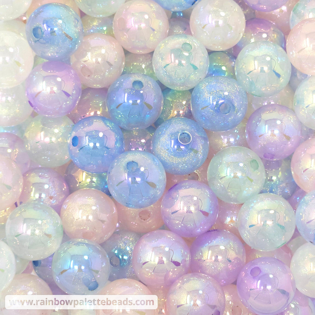 16mm Assorted Color AB Pastel Glitter Shimmer Acrylic Bead Mix (10 beads) Beads