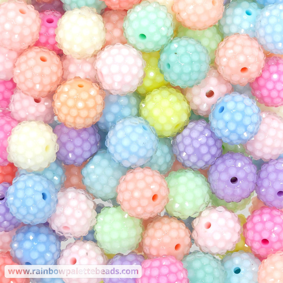 16mm Assorted Pastel Jelly Acrylic Rhinestone Bead Mix (10 beads) Beads