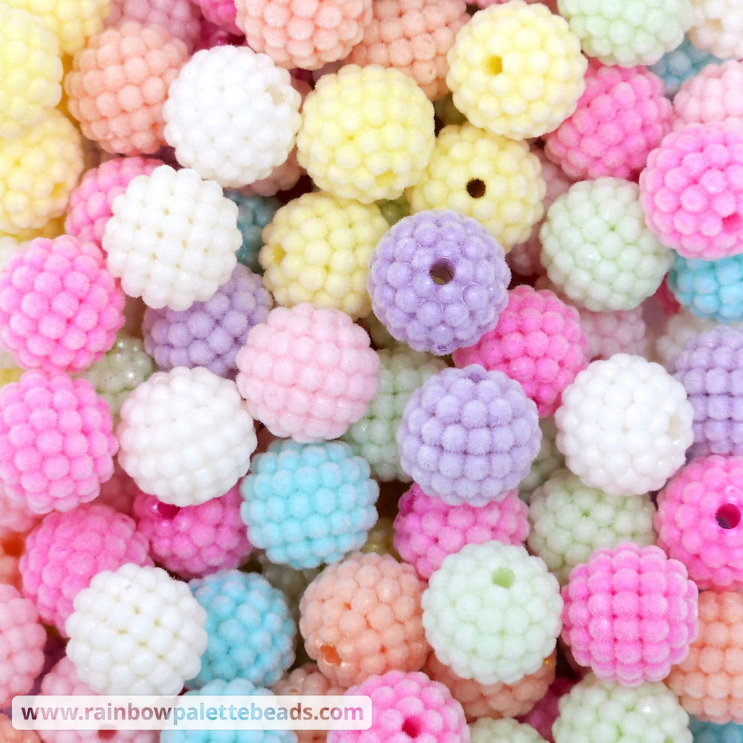 16mm Assorted Pastel Velvet Berry Rhinestone Bead Mix (10 beads) Beads