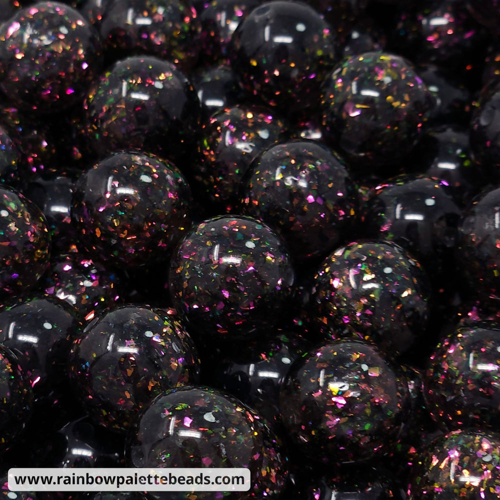 16mm Black Holographic Surprise Party Glitter Acrylic Beads Beads