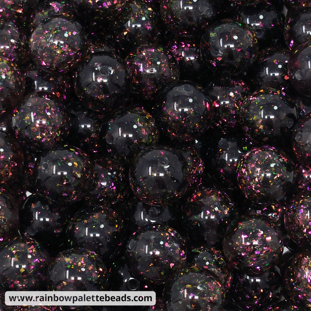 16mm Black Holographic Surprise Party Glitter Acrylic Beads Beads
