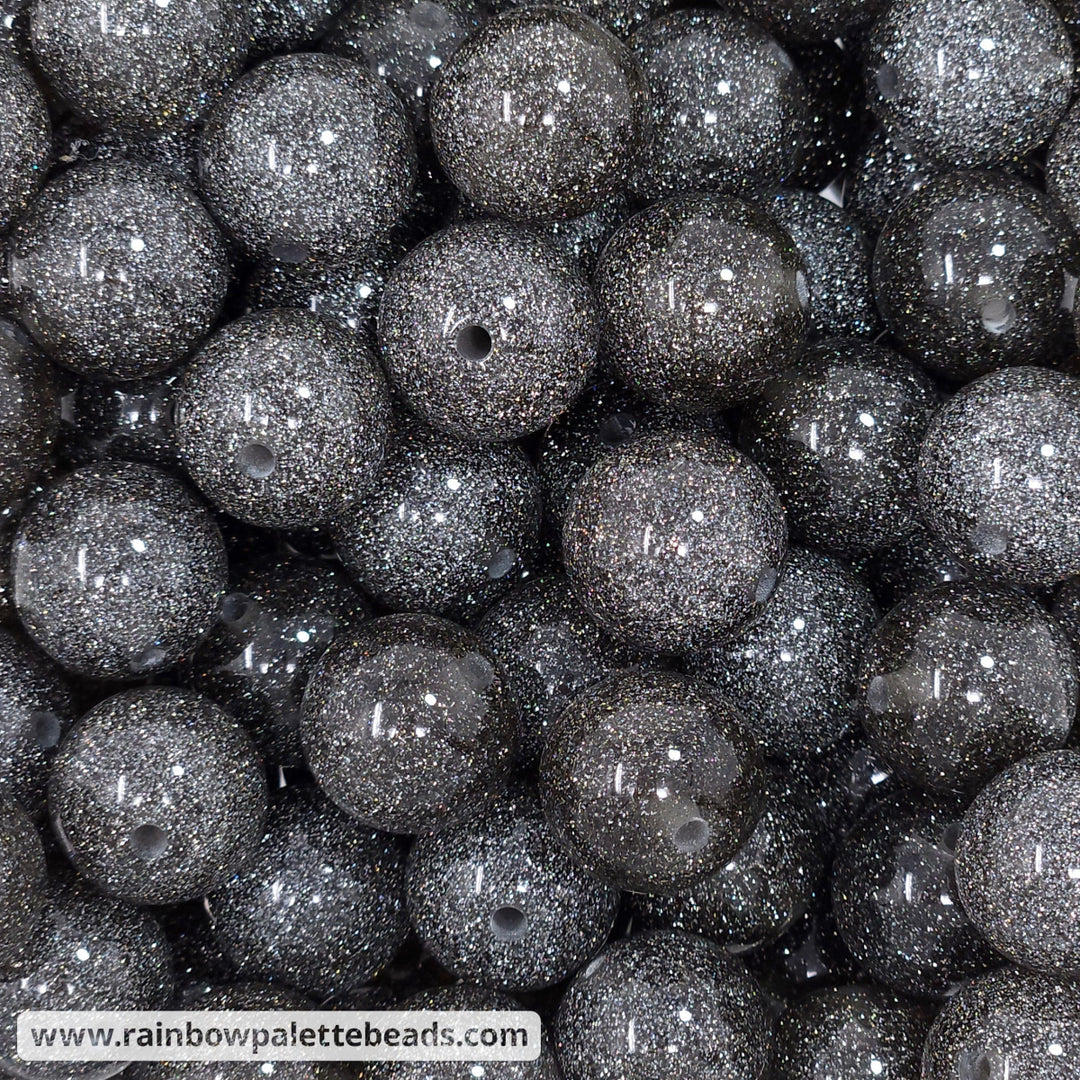 16mm Black Ultra Glitter Acrylic Beads Beads