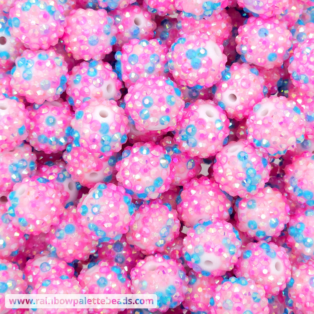 16mm Bright Barbie Confetti Acrylic Rhinestone Beads Beads