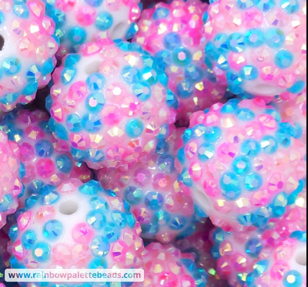 16mm Bright Barbie Confetti Acrylic Rhinestone Beads - More Blue - Beads