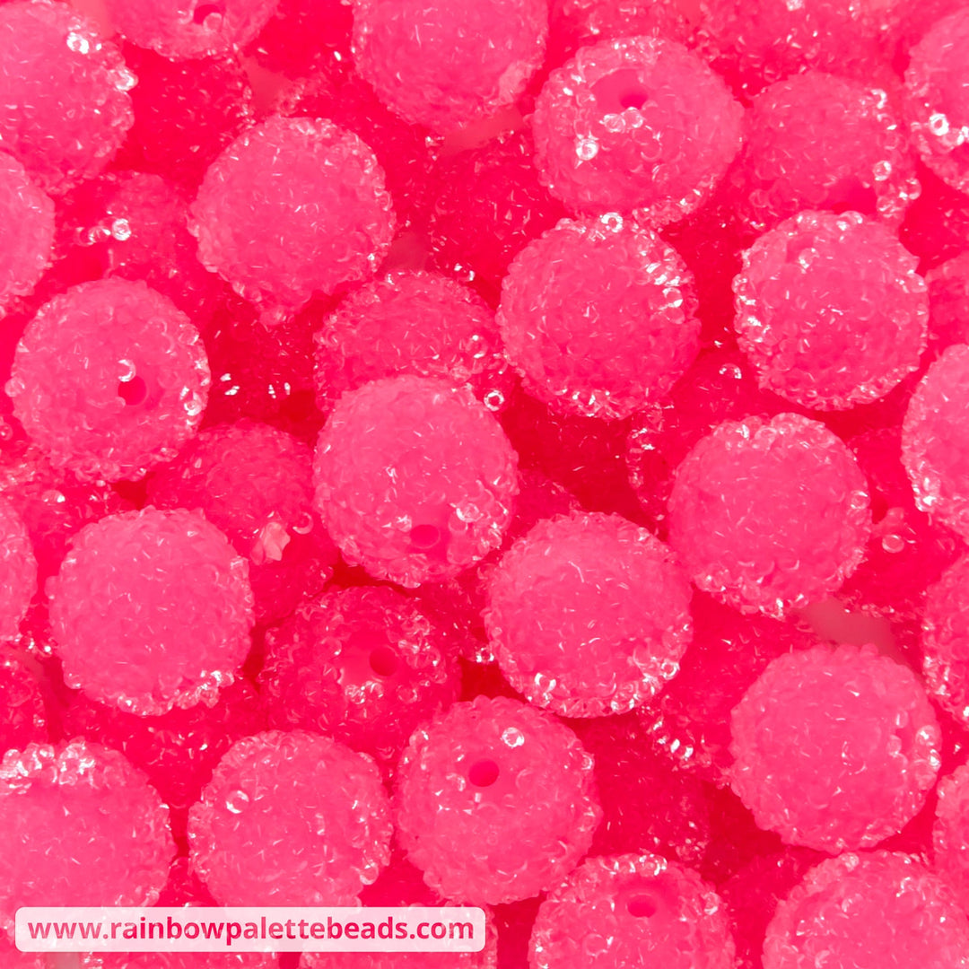 16mm Bright Pink Gumdrop Acrylic Sugar Beads - Beads