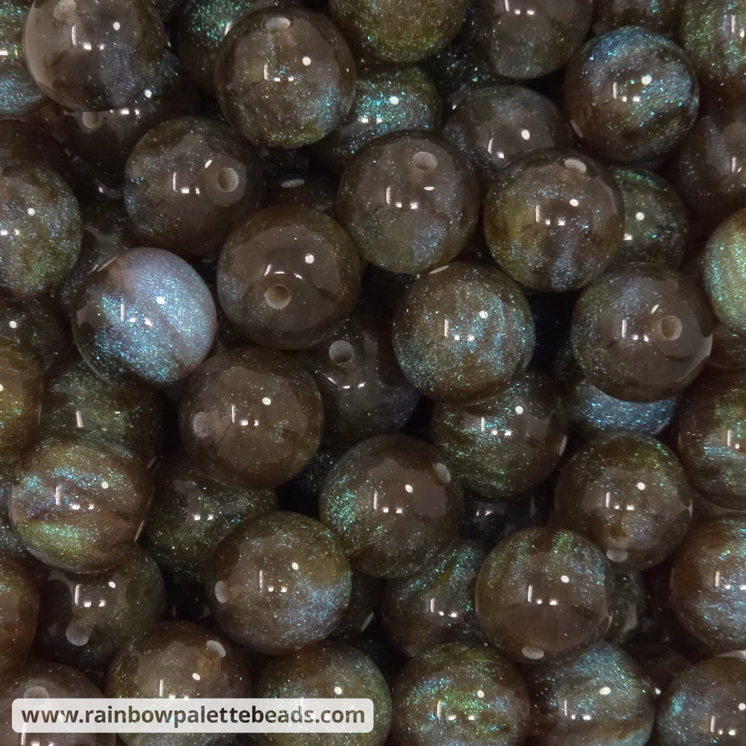 16mm Brown Glitter Shimmer Acrylic Beads - Beads