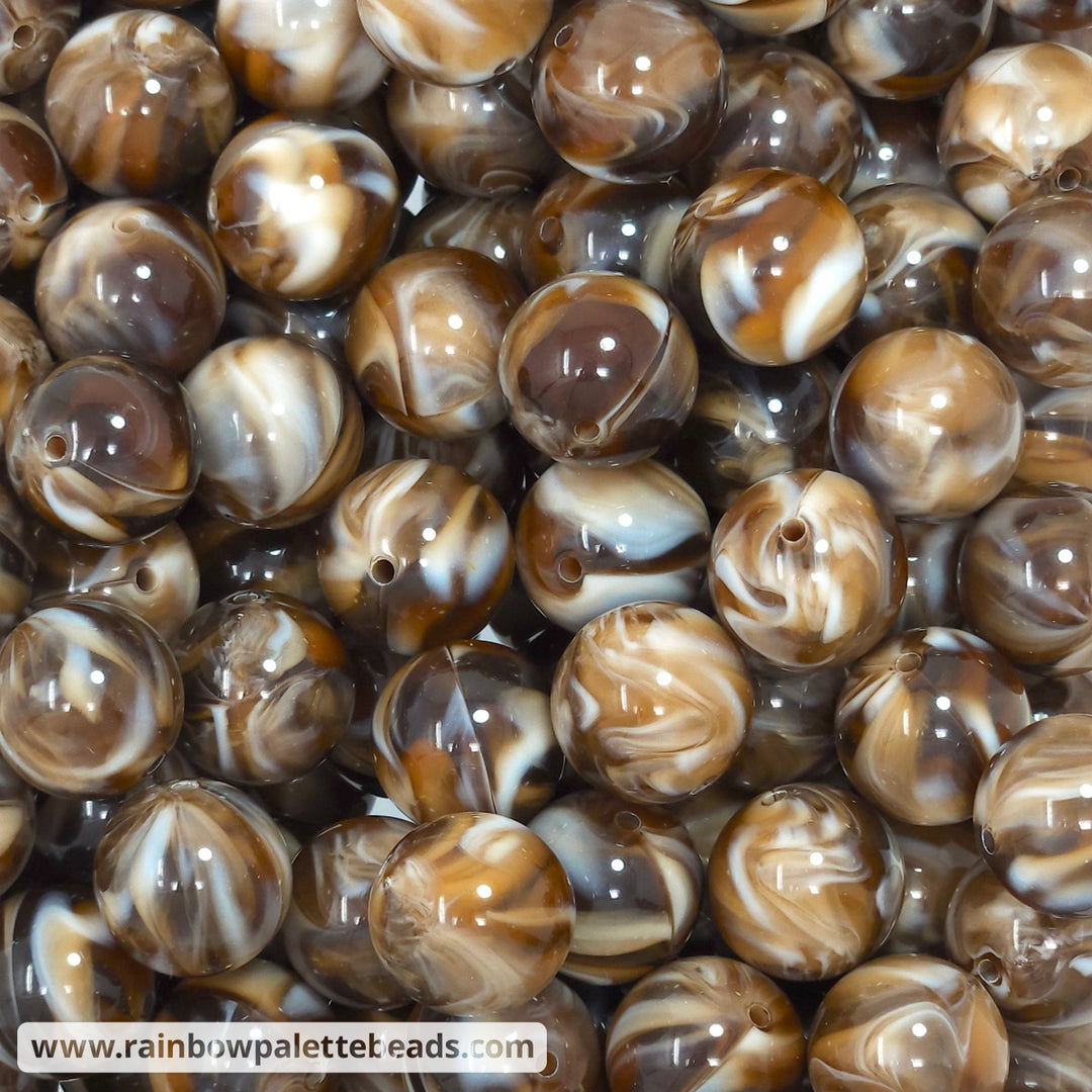 16mm Brown Marble Acrylic Beads Beads