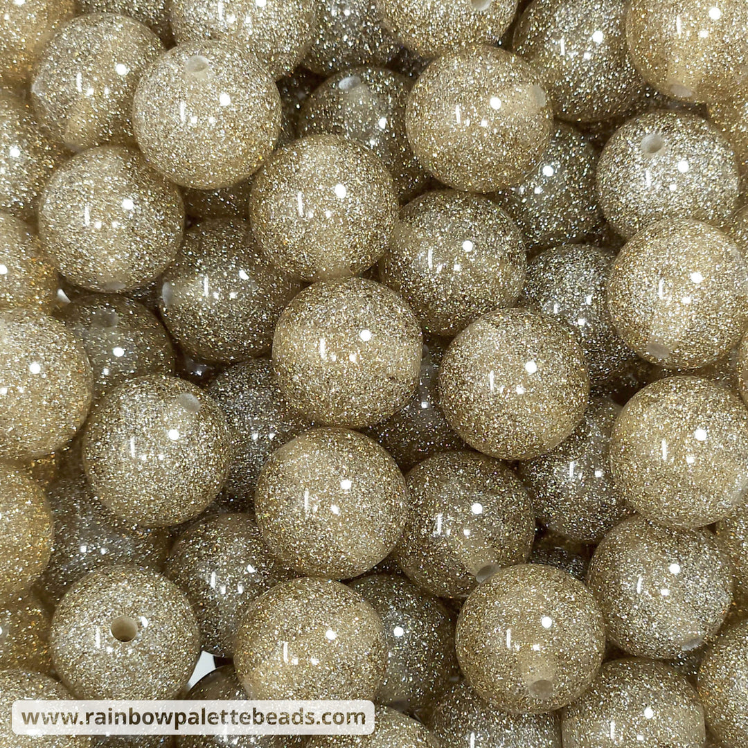 16mm Champagne Ultra Glitter Acrylic Beads Beads